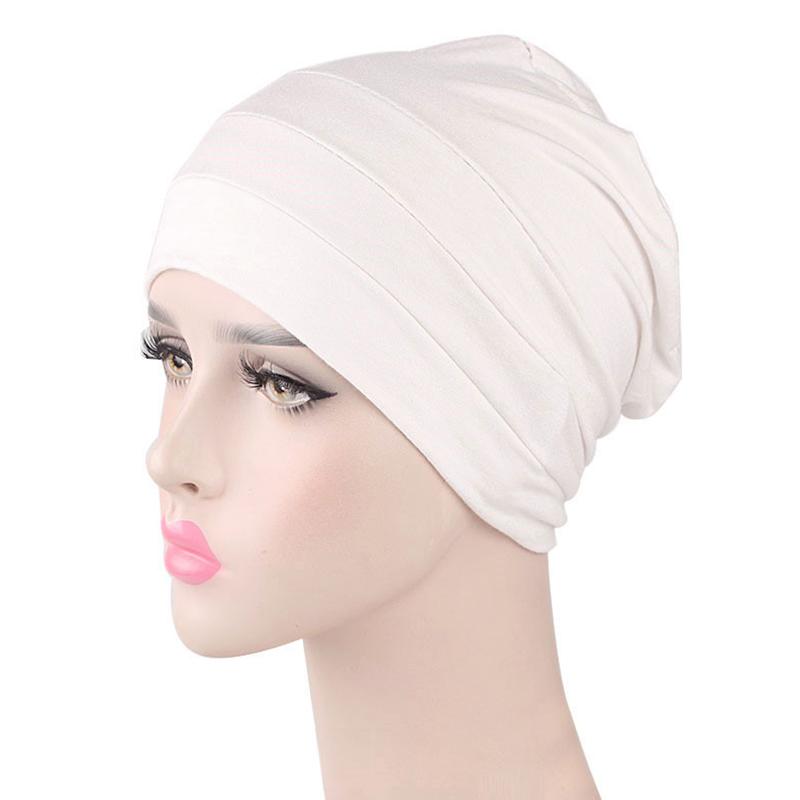 1Pc Muslim Stretch Hair Loss Head Scarf Wrap Cap Polyester Cancer Chemo Women Plain Turban Hat