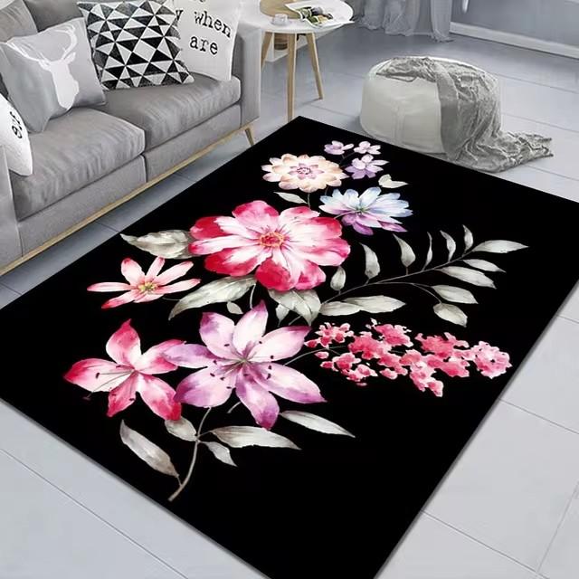 New Vintage Flower Pattern Carpet Home Decor Living Room Carpet Sofa Coffee Mat Washable Non-slip Bath Kitchen Bedroom Floor Mat