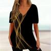 Азиатский размер Простая женская футболка 3D Wave Curve Tee Модная футболка с V-образным вырезом Летняя Свободная уличная женская одежда с коротким рукавом Повседневная женская футболка