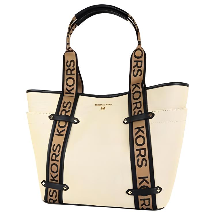 New MICHAEL KORS Polyester With Cotton Tote Bag Shopping Bag Shoulder Bags Handbags Regular Women's Beige & Black 30T2G5VT3C-006