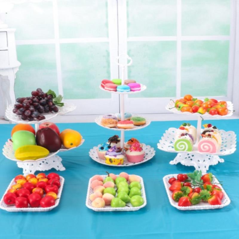 1/2Pcs Cake Stand Dishes Cupcake Snacks Plates Three-Layer Creative Fruit Basket