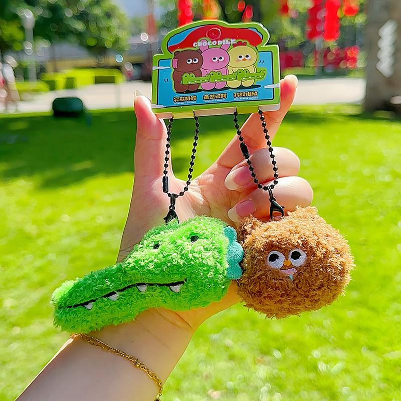 Crocodile Good Friend And Chick Bear Rabbit Dual Plush Keychain For Items Gift