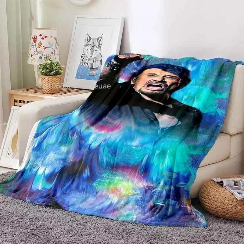 Rock Star Johnny Hallyday Flannel Blanket Rock'n Roll Soft Cover Lightweight Warm Plush Bed Sofa Chair Blanket