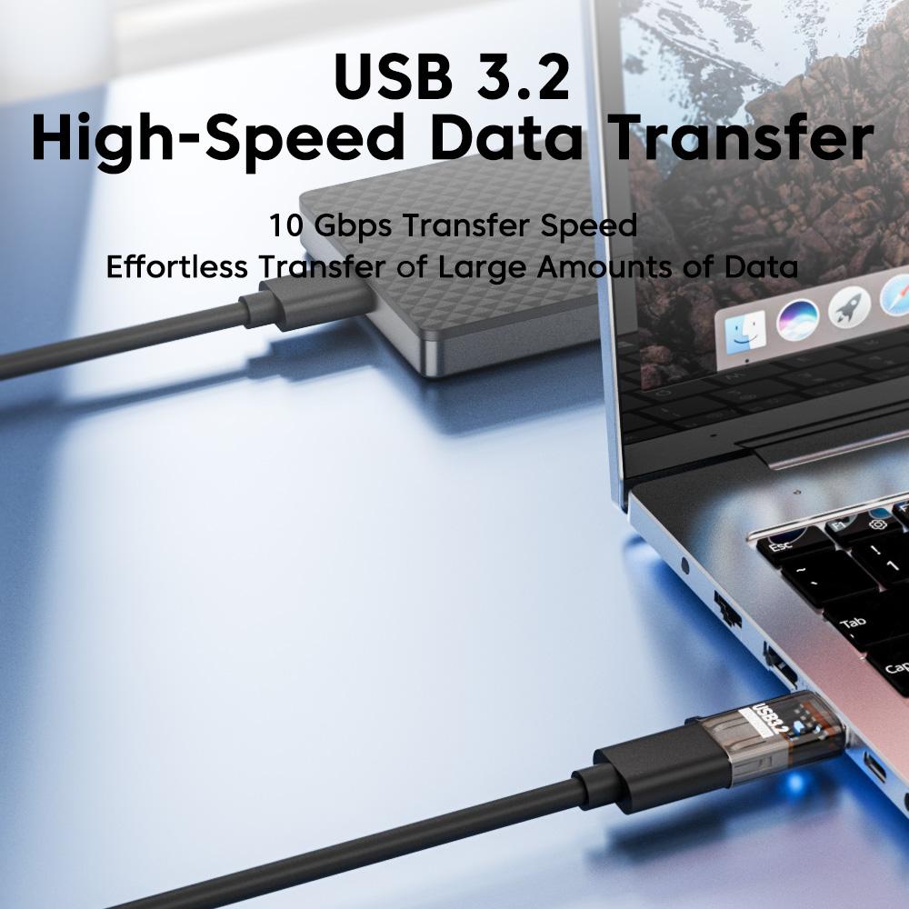 USB 3.2 A Male to USB A Female Adapter 10Gbps High Speed Data Audio Transfer PD 60W Fast Charging Converter For USB PC Laptop