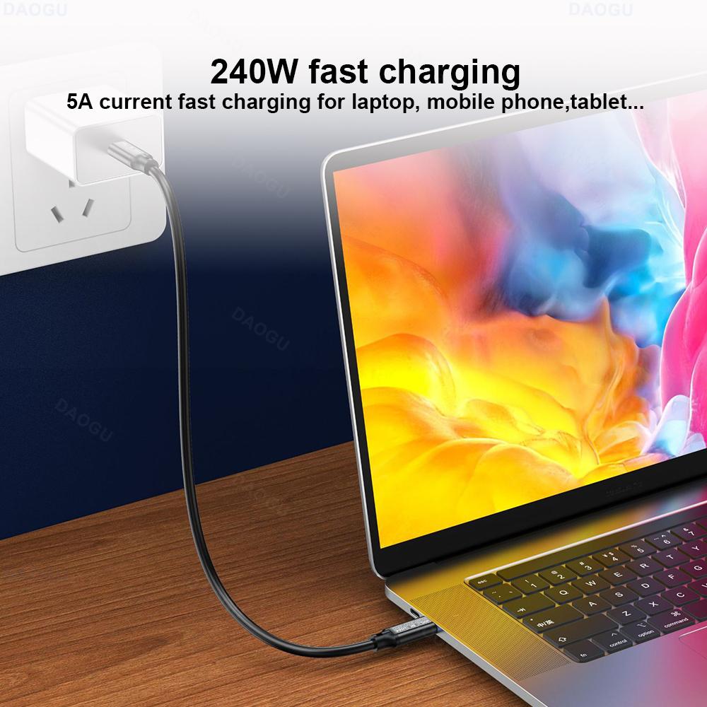 Кабель USB 4 40 Гбит/с Кабель для передачи данных 8K 60 Гц Видеокабель 5 А 240 Вт PD Быстрая зарядка Кабель USB Type C 3.2 Совместим с Thunderbolt 4 3