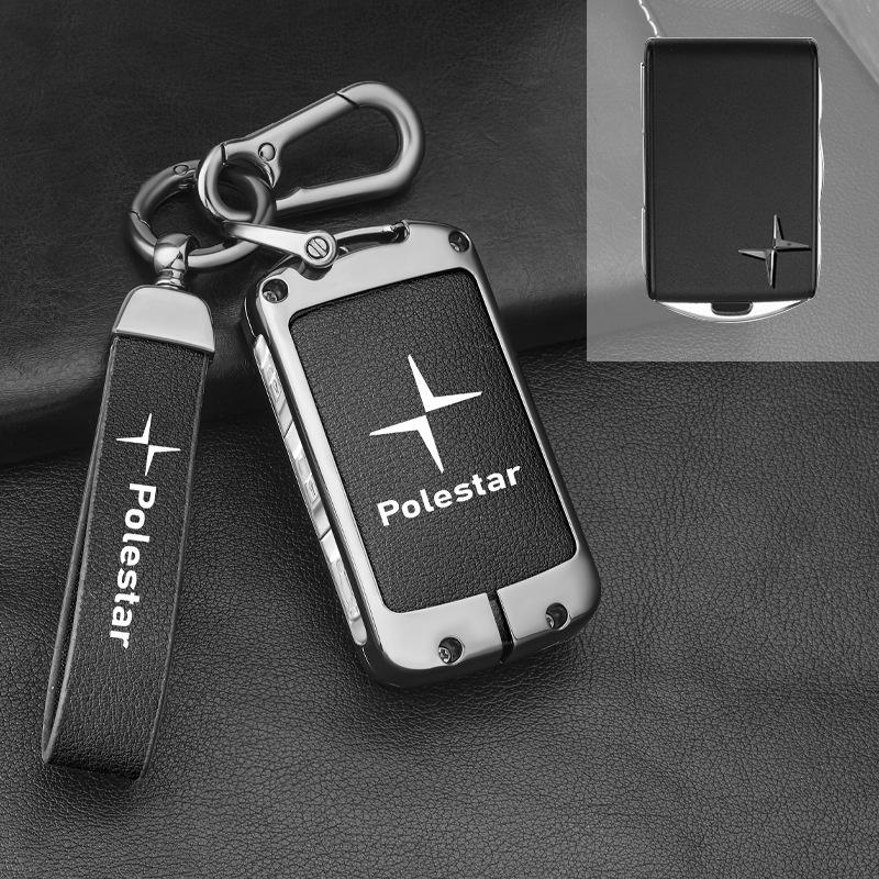 drvfj6 Car Smart Remote Key Case Full Leather Cover Protection Holder Shell For Volvo Polestar 2 Polestar 3 2023 2024 Keyless Keychain