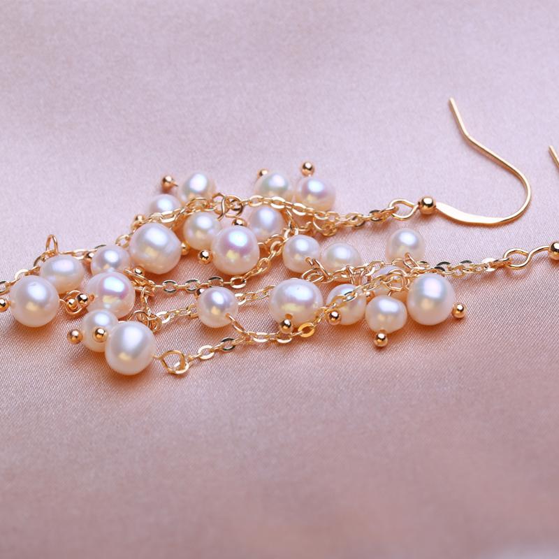 KNIKOO Tassel Drop Earrings For Women Fashion Natural Freshwater Pearl Earrings Jewerly For Wedding Party Gifts