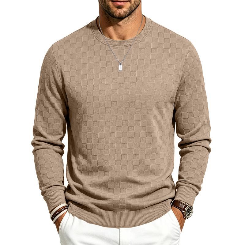 Men S Loose Casual Jacquard Texture Crew Neck Long Sleeve Sweatshirt