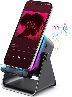 Беспроводной индукционный Bluetooth-динамик, усилитель для телефона с цветной подсветкой и аккумулятором 3500 мАч, портативная подставка для телефона