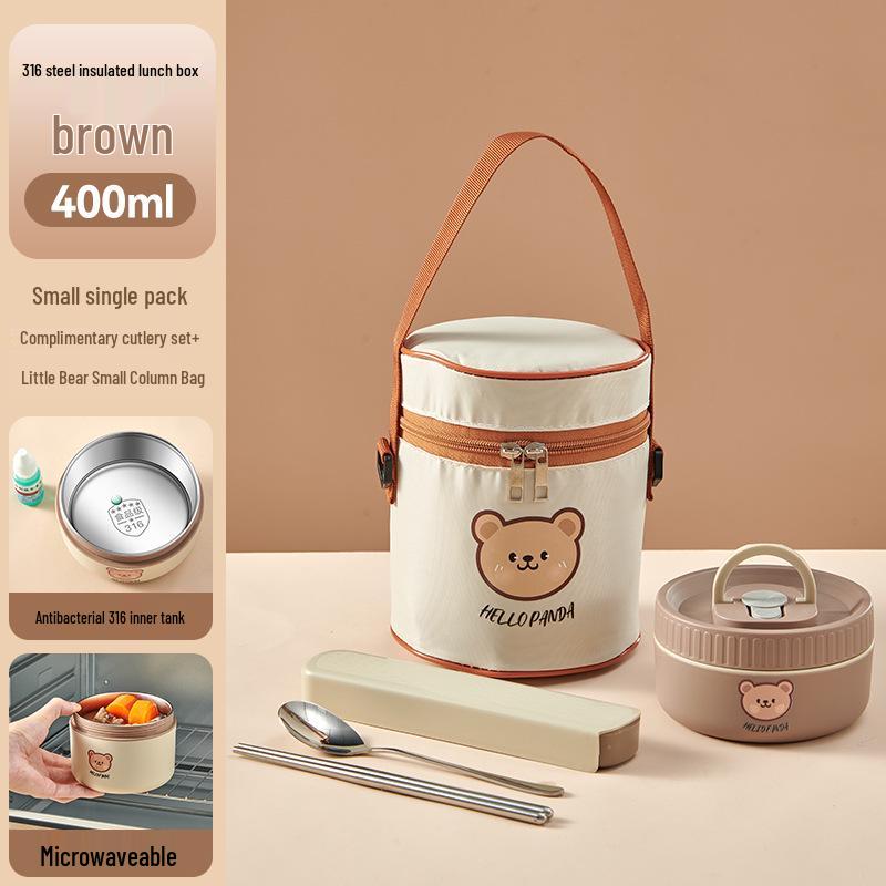 316 Stainless Steel Insulated Double-Layer Microwaveable Bento Lunch Box for Students and Office Workers