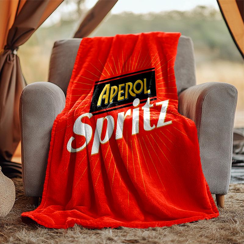 Aperol Spritz Flannel Blanket Soft Warm All-Season Throw, Design for Camping, Car Travel, Hiking Sofa, Bed, Office Perfect Gift for Parties
