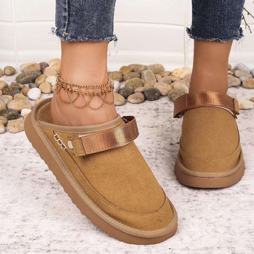 Женские тапочки на платформе, осень-зима 2024, новые повседневные тапочки без застежек, модные уличные тапочки Baotou, женские шлепанцы, женские