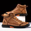 Men's Large Size Handmade Vintage Boots, Fashionable Lace-Up High-Top Casual Shoes, Spring and Autumn Outdoor Hiking and Trekking Boots