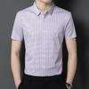 Летняя рубашка с короткими рукавами для мужчин среднего возраста из шелковицы Mulberry Silk Fashion Plaid Thin Poio Shirt Casual Shirt