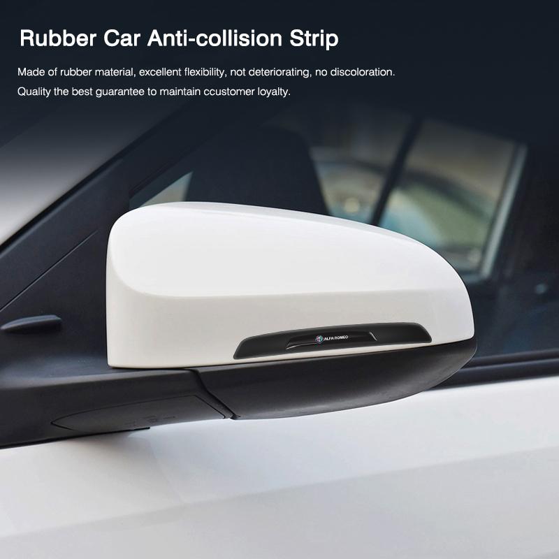 PRTZU1 4Pcs Rubber Anti Collision Strip Car Door Rearview Mirror Protector Stickers For Alfa Romeo Giulia Stelvio Giulietta 156 159 147
