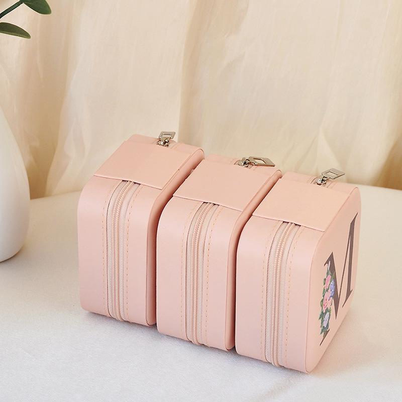 1PC Jewelry Boxes for Wedding Party Black Alphabet Personalized Pink Gift Box Jewellery Holder Jewelry Organizer Case