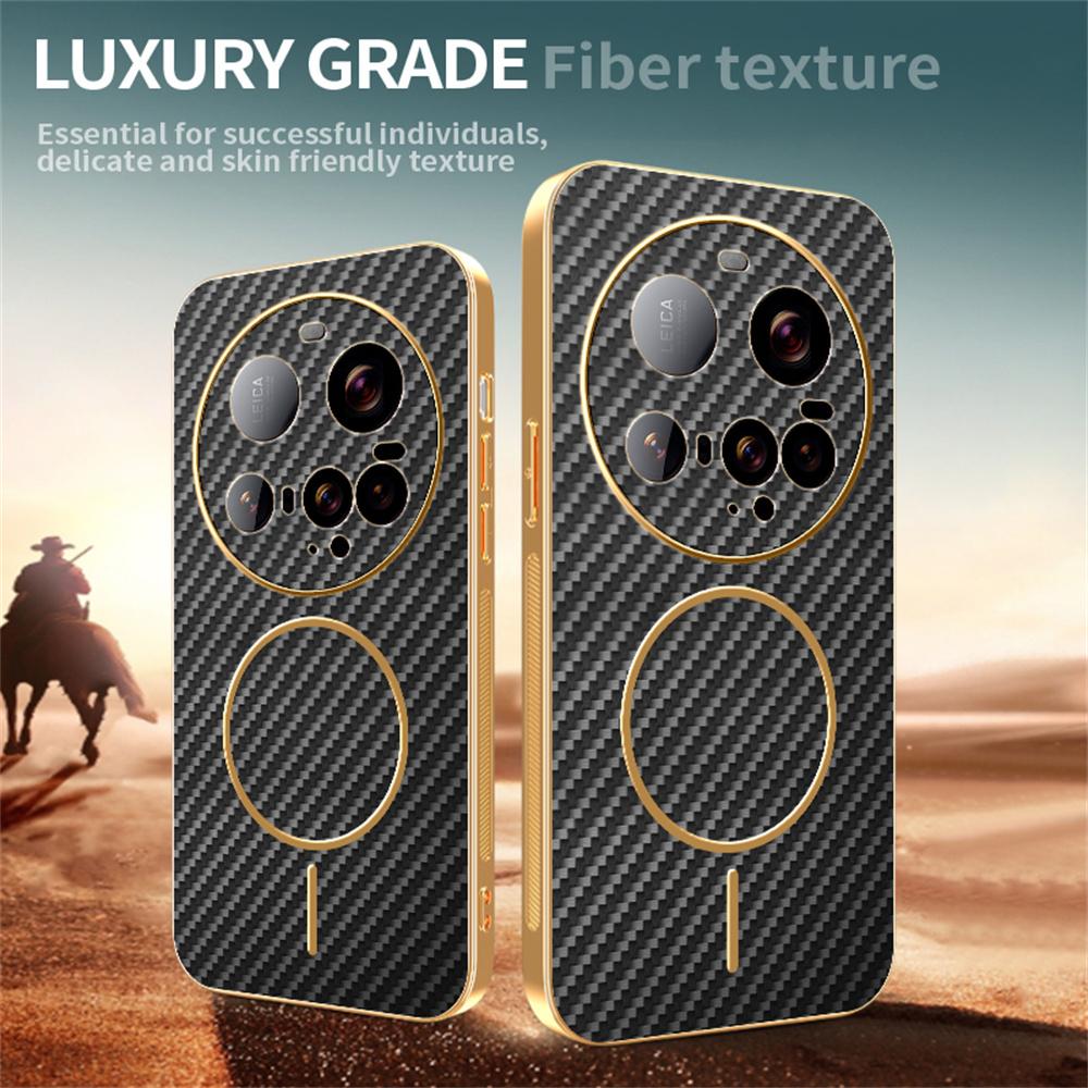 For Xiaomi 15 Ultra Phone Case Carbon Fiber Textured Electroplated TPU Back Cover