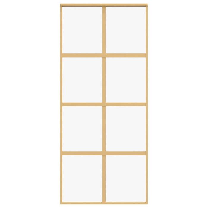 VidaXL Sliding Door, Hanging Door with Stopper, Door with Barn Panels Kitchen Home Interior, Golden Clear Glass 155185