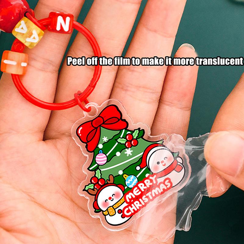 1/6Pcs 2D Christmas Keychain Cute Diy Bag Decoration Accessories High-Value Christmas Tree Keychain Pendant Festival Gift
