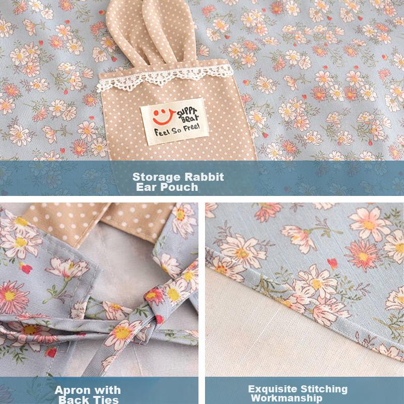 Dafurui Fashion Floral Apron, Kitchen Vest-Style Smock Jacket, Work Uniform Waist Apron, for Catering, Household Chores And Cleaning