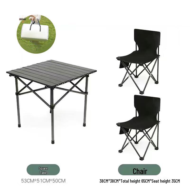 ZISIZ Outdoor Portable Folding Camping Table and Chair Set