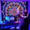 Hanging Wall Tapestry Colorful Uv Reactive Blacklight Mushroom Background Wall Cloth With Installation Accessories