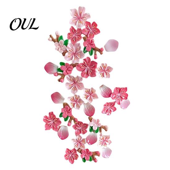 Unique Car Decoration Peach Blossom Sticker, Resin Flower Decal for Auto Motorcycle, Heat Resistant Weatherproof Decals Waterproof Adhesive