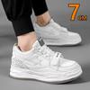 White 7cm Invisible Height Increasing Sneakers Casual Vintage Elevator Shoes For Men And Women Breathable Comfortable Sports