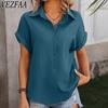 Женские модные повседневные летние и весенние однотонные рубашки-поло с короткими рукавами и принтом, блузки и рубашки