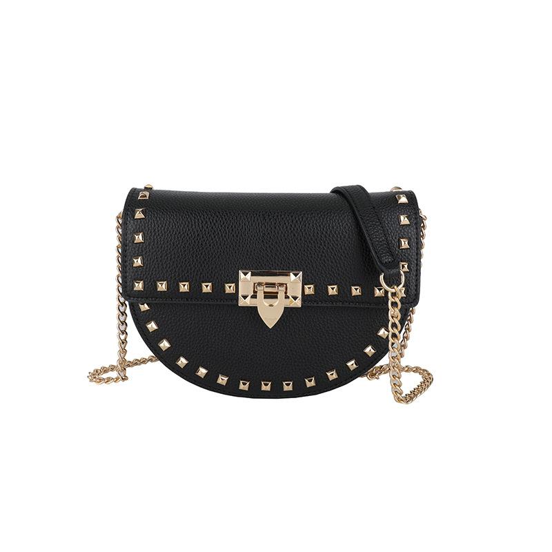 This Year's Popular Small Bag 2025 New Korean Version Fashion Rivet Shoulder Bag Women's Versatile Chain Saddle Bag Tide