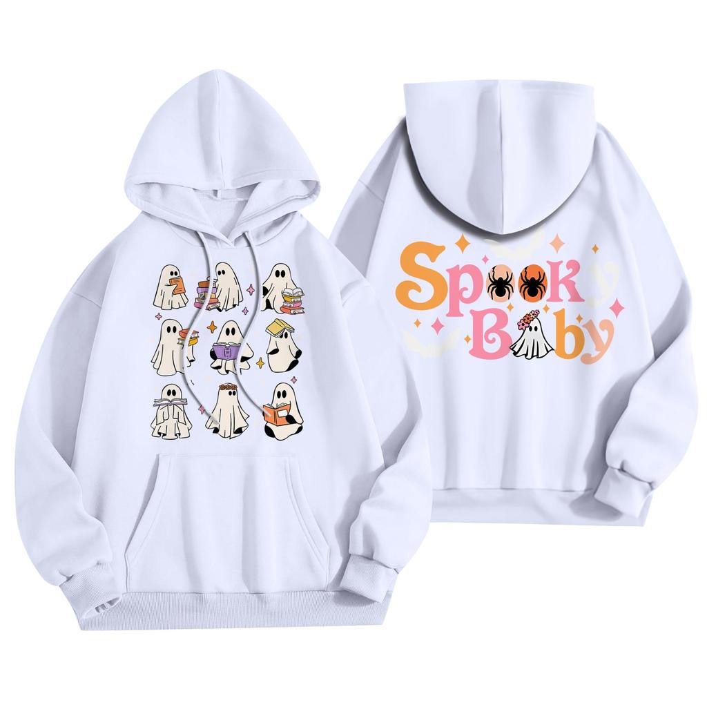 Женская мода, легкий женский свитер с длинными рукавами и карманами, толстовка с капюшоном на Хэллоуин