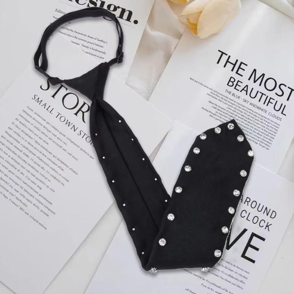Glitter Lazy Rhinestone Neck Tie Flexible Pre Tied Neck Tie Business Adjustable Neck Tie Festive