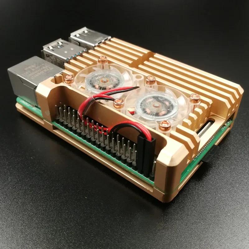 Алюминиевый корпус с двумя вентиляторами охлаждения для Raspberry Pi 4 3 Model B 3B Plus, металлическая оболочка-корпус для RPI Raspberry Pi 4B 3B+ Model