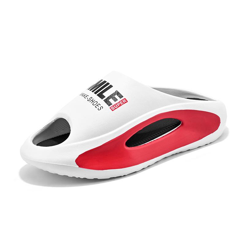 Мужские шлепанцы, летние новые стильные противоскользящие сандалии на толстой подошве с выемками, удобная повседневная пляжная обувь