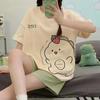 Women's Pajamas Set Summer Cute Cartoon Print Leisure Young Girls Sleepwear Short Sleeve Tops and Shorts Pijamas Women Homewear