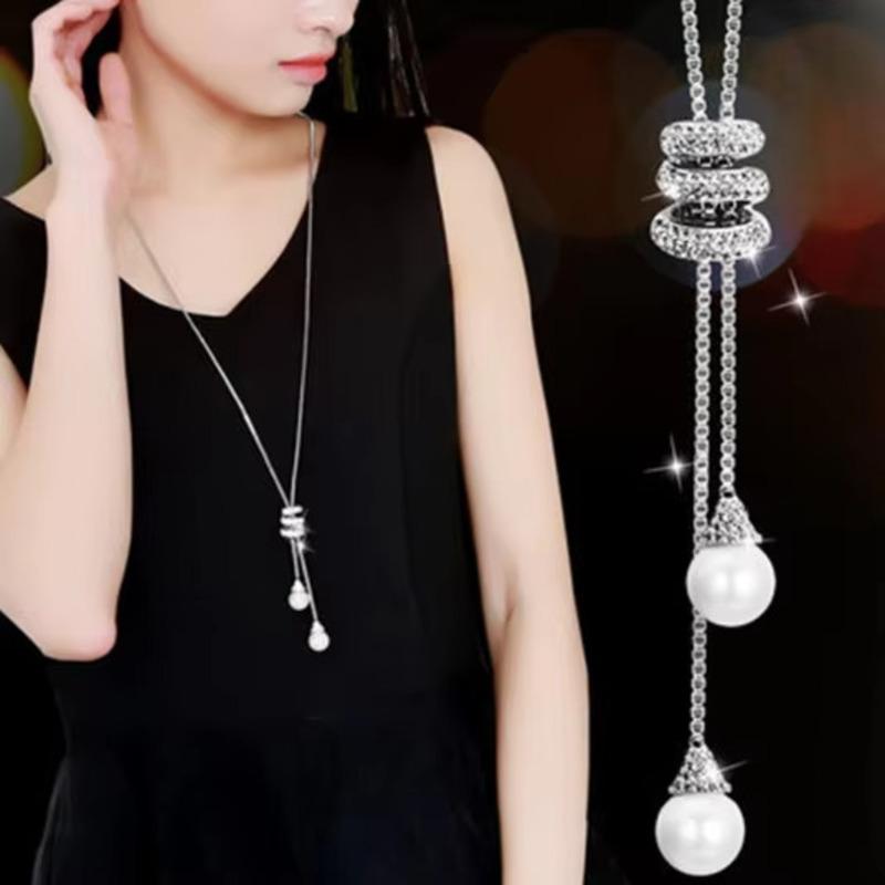 Women Long Necklace Fashion Geometric Crystal Necklaces Pendant Jewelry Statement Sweater Chain Collier Femme Collar Accessories