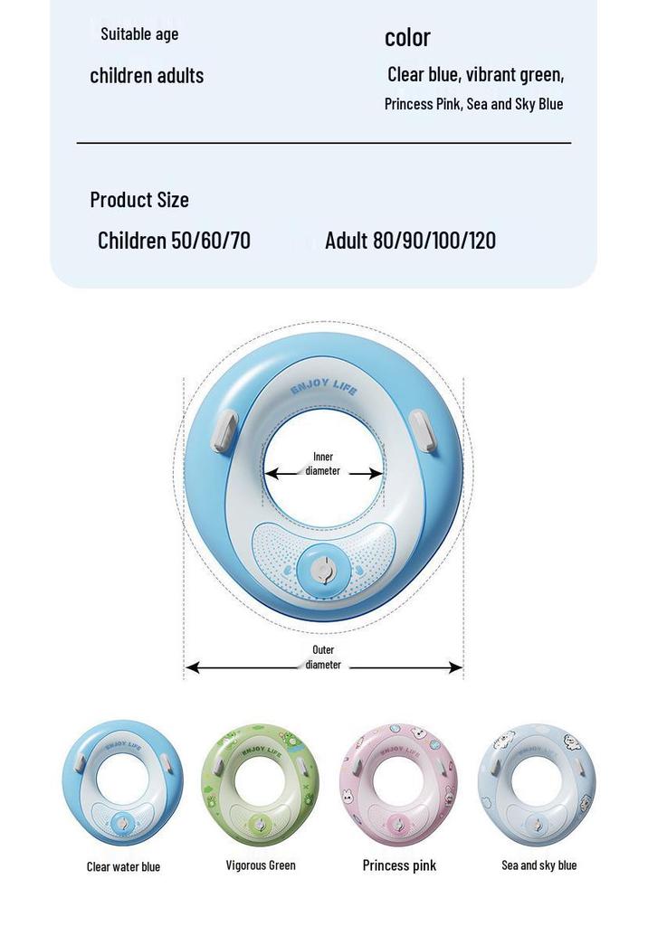 Enhanced Anti-Rollover Swim Ring for Adults & Kids, Unisex Lifebuoy, Inflatable Underarm Ring, Portable Swim Gear