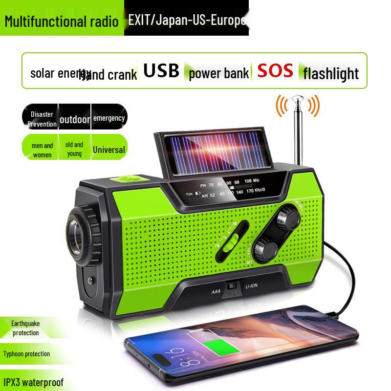 Multifunctional Solar Hand-Crank Weather Alert Radio with SOS