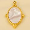 2pcs White Shell Charm Stainless Steel Pendants For Jewelry Making Supplies Mirror Sun Heart DIY Charms In Bulk Real Gold Plated