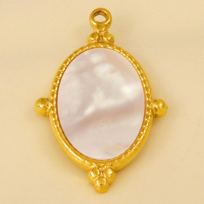 2pcs White Shell Charm Stainless Steel Pendants For Jewelry Making Supplies Mirror Sun Heart DIY Charms In Bulk Real Gold Plated