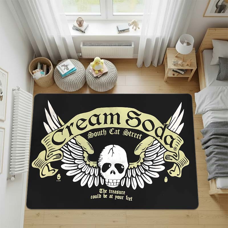 Cream Soda Temmyes Black cats Tokyo vintage style Rug,living Room Carpet,computer Chair Floor Mat,Entrance Mat, Entryway Rug
