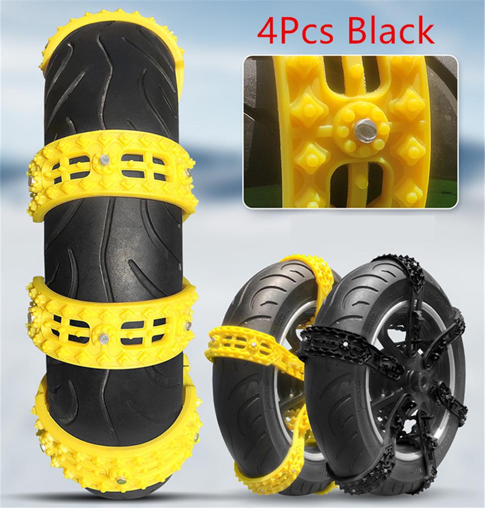 4× Мотоциклетная Велосипедная Шина Колеса Противоскользящая Снежная Цепь 60см Черные Нескользящие Цепи