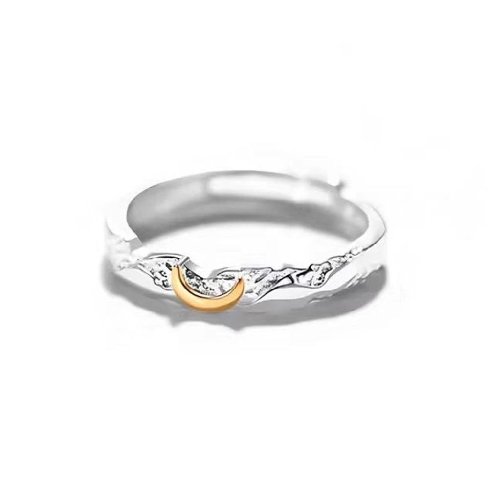 Sparkling Sun Moon Couple Finger Ring Stackable Matching Rings Adjustable Open Rings  Couple