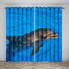 Ready-made Underwater Sea World Dolphin Thin Window Curtains For Kids Bedroom Living Room Bathroom Kicthen Door Hall Home2Pieces