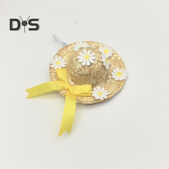 Мини-соломенные шляпы Миниатюрная соломенная шляпа ручной работы Вязаная ковбойская шляпа Кукольный домик Аксессуары для кукол Поделки Крыльцо Гусь
