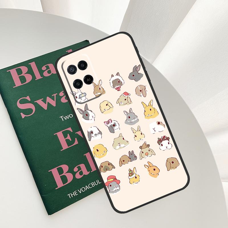 Мультяшный Кролик Заяц Чехол Для Oppo A52 A72 A76 A96 A54 A74 A94 A54S A57S A58 A78 A98 A57 A77 A15 A16 A17 Обложка