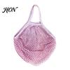 Heavy Duty Reusable Grocery Totes Cotton Mesh Bag, Eco Friendly Foldable String Lightweight Portable Handbags for Fruits Vegetables And Daily Shopping