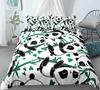 3D Cartoon Panda Duvet Cover Set Cute Panda Comforter Cover Bamboo Black White Bear Polyester Bedding Set For Boys Girls Teens