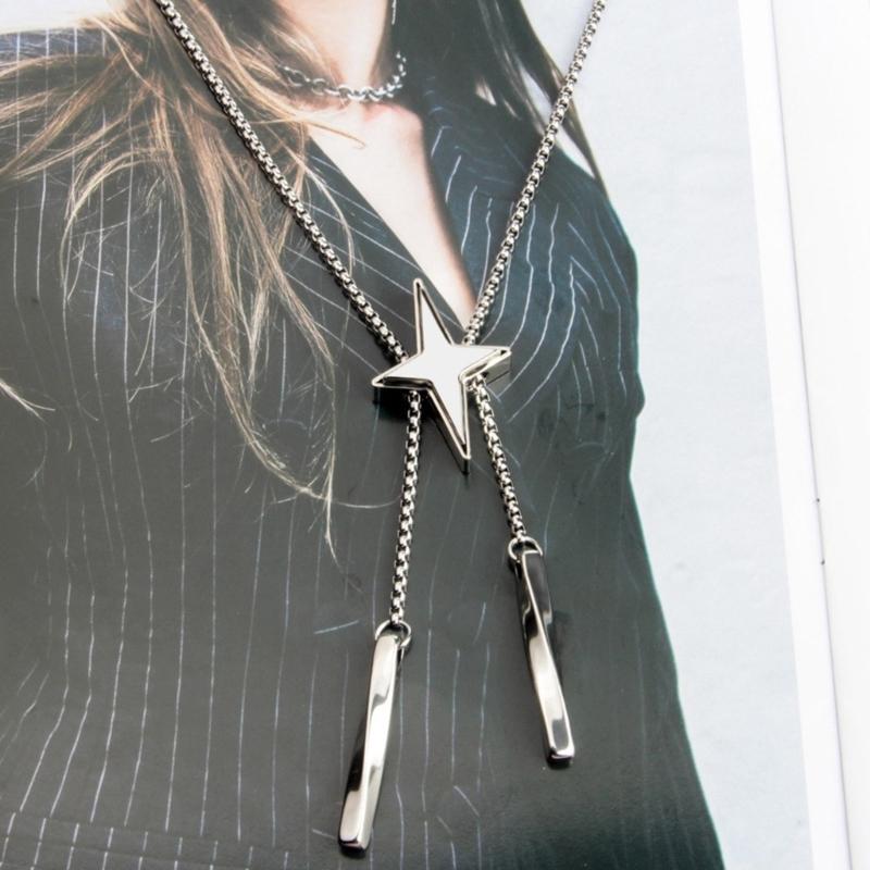 Блингблинг Звезда Кулон Боло Галстук Ожерелье Цепочка на Ключицу Подарки для Девочек Презент Лариат Боло Галстук Цепочка на Ключицу