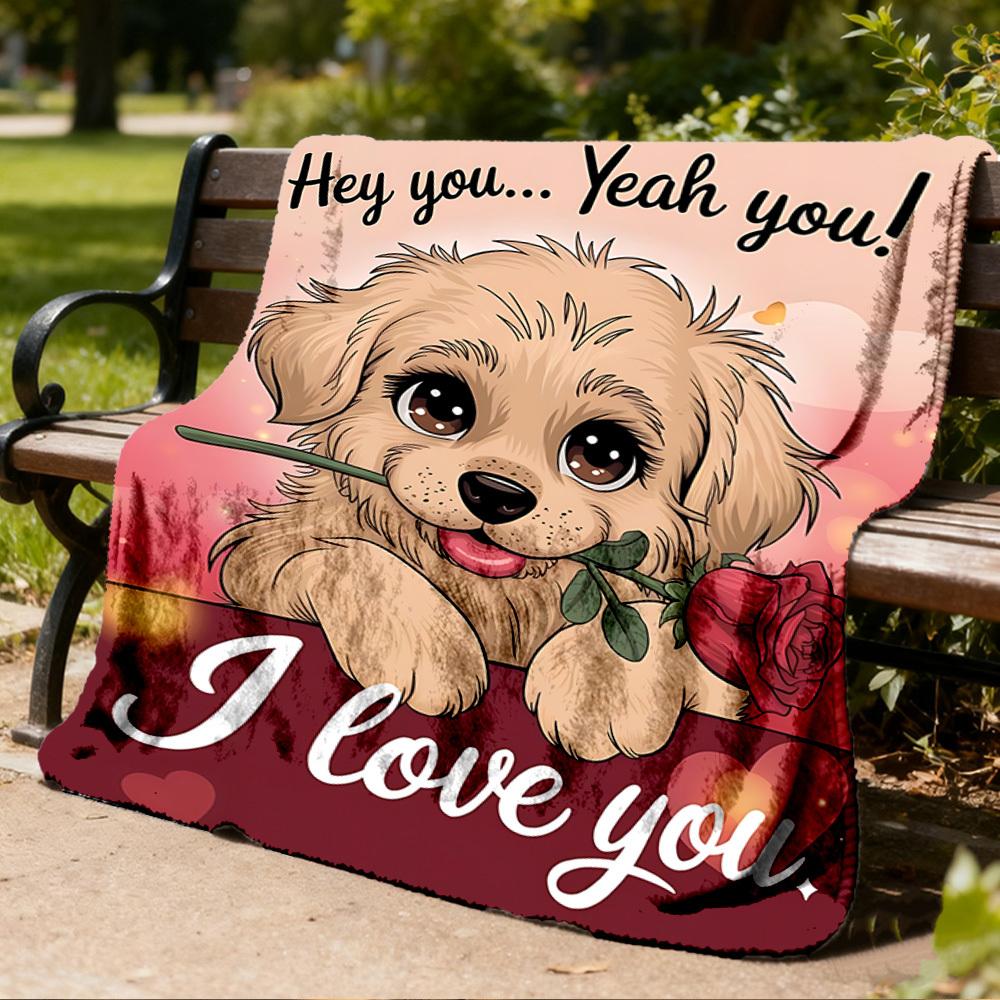 1pc Puppy Love Outdoor Blanket - Lightweight Flannel Throw For Travel, Camping, Gifts For Family Or Friends yy251114193